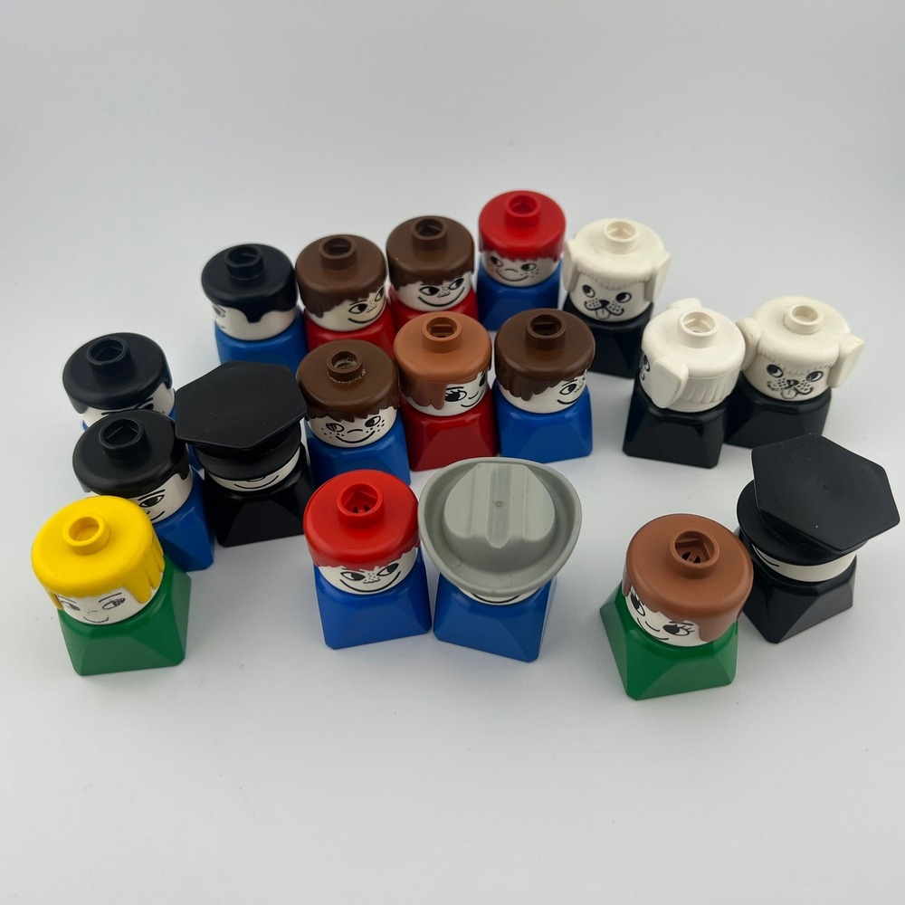 LEGO DUPLO Vintage Face Bricks Character Building Blocks Toy Lot 18 Pieces 2000s